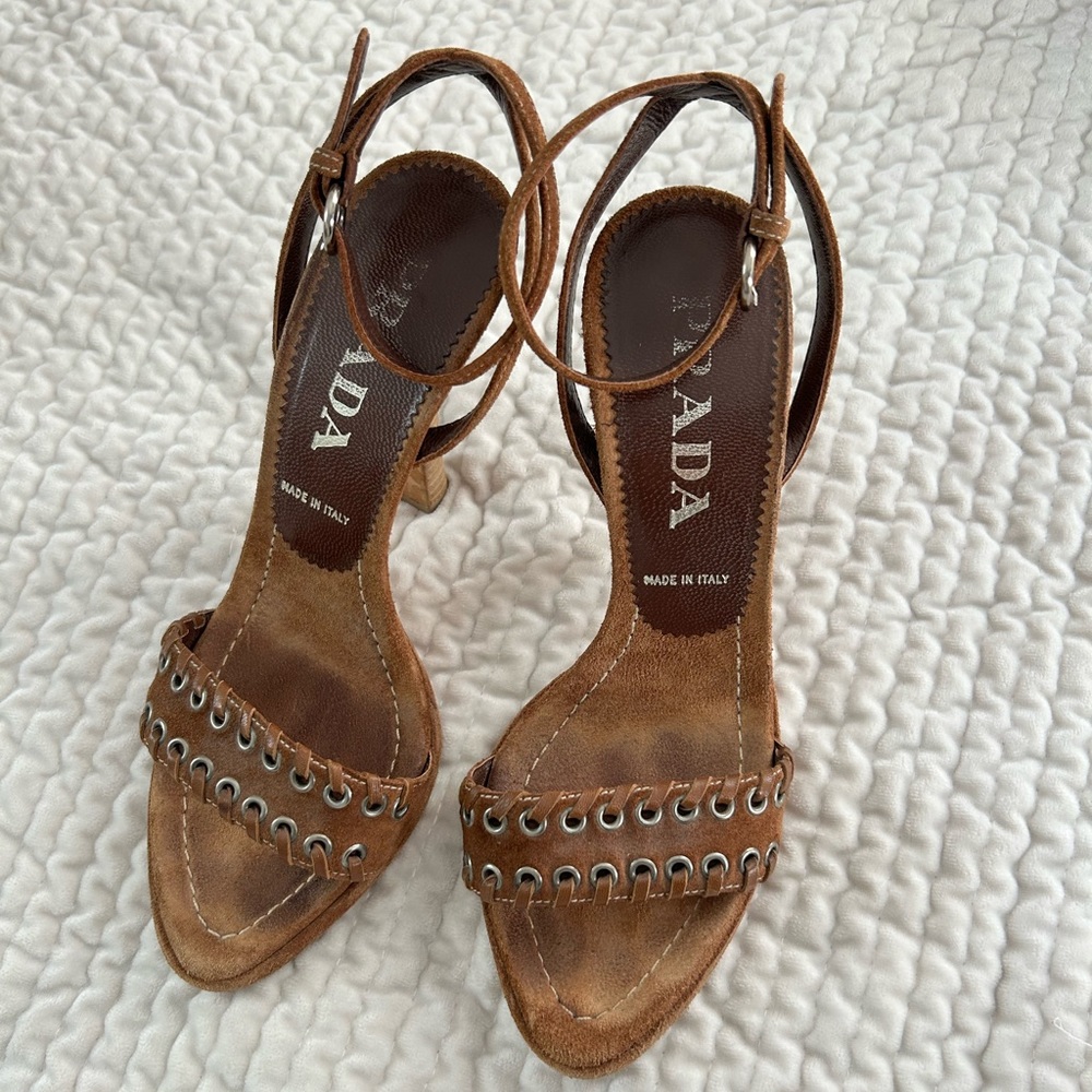 Prada Brown Western Heels